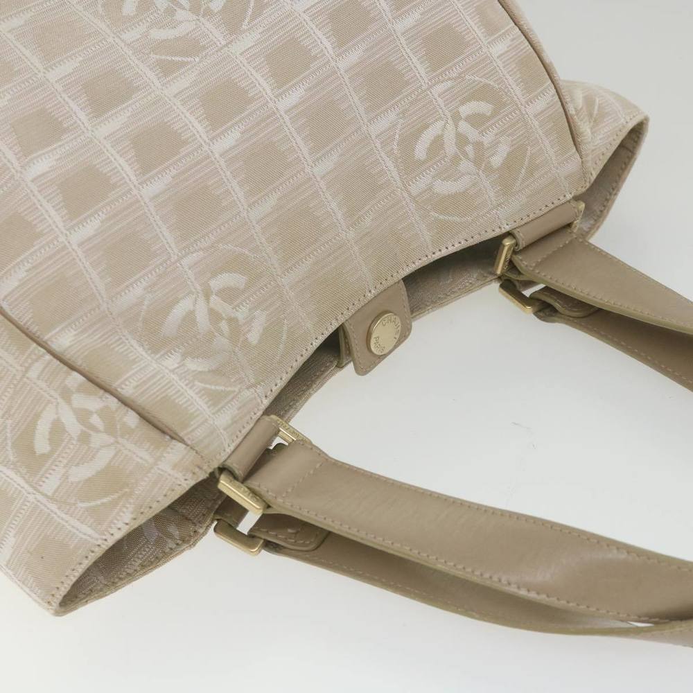 CHANEL New Travel Line Hand Bag Nylon Beige CC Auth ki3740 - Picture 6 of 16